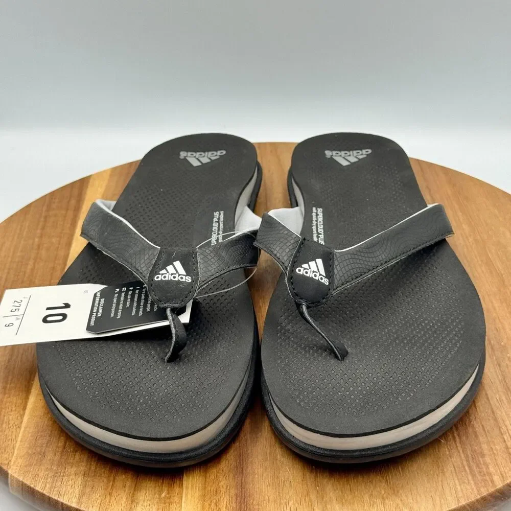 ADIDAS Super Cloud Men's Size 10 Black Flip Flop Sandals Supercloud Plus NWT!